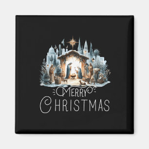 Merry Christmas Nativity Scene North Star By Jesus Magnet