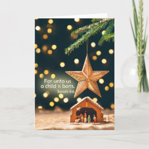 Merry Christmas Nativity Scene Under Star Holiday Card
