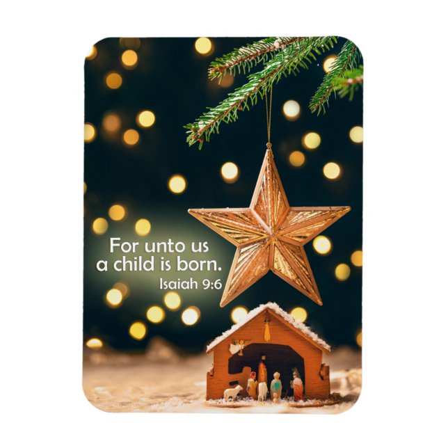 Merry Christmas Nativity Scene Under Star Magnet (Vertical)