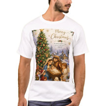 Merry Christmas Nativity Tree T-Shirt 