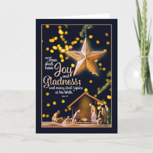 Merry Christmas Nativity  Under Tree Scripture Holiday Card
