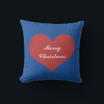 Merry Christmas Nautical Blue White Red Heart Cute Cushion<br><div class="desc">Printed with big red heart pattern with "Merry Christmas" message in red,  blue,  white colours! Great for home decor,  party favours or gifts.</div>