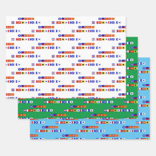Merry Christmas Nautical Signal Flag DIY BG Colour Wrapping Paper Sheet