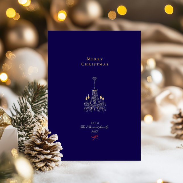 Merry Christmas Navy & Gold Stylish Foil Holiday Card (Merry Christmas Navy & Gold Stylish Foil Holiday Card)