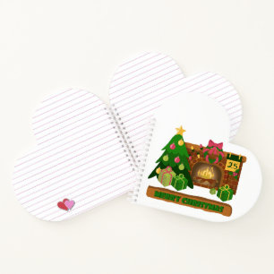 Merry Christmas near fireplace bonfire xmas tree Notebook