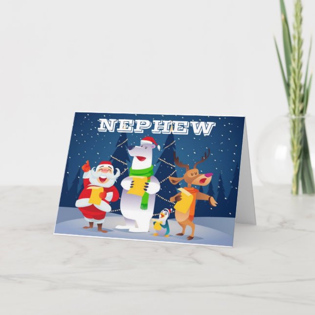 **MERRY CHRISTMAS NEPHEW** CAROLING FOR YOU! HOL HOLIDAY CARD (Front)