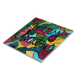 MERRY CHRISTMAS NEUROGRAPHIC & BLACK LINE CERAMIC TILE