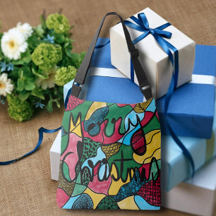 MERRY CHRISTMAS NEUROGRAPHIC & BLACK LINE CROSSBODY BAG