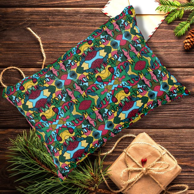 MERRY CHRISTMAS NEUROGRAPHIC & BLACK LINE DECORATIVE CUSHION (Creator Uploaded)