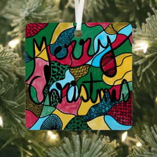 MERRY CHRISTMAS NEUROGRAPHIC & BLACK LINE METAL TREE DECORATION