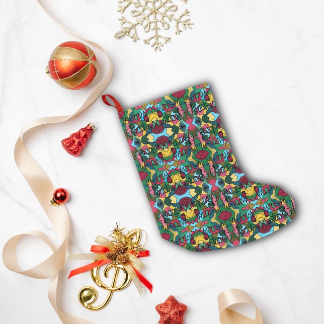 MERRY CHRISTMAS NEUROGRAPHIC & BLACK LINE SMALL CHRISTMAS STOCKING (Creator Uploaded)