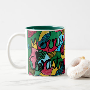 MERRY CHRISTMAS NEUROGRAPHIC & BLACK LINE Two-Tone COFFEE MUG