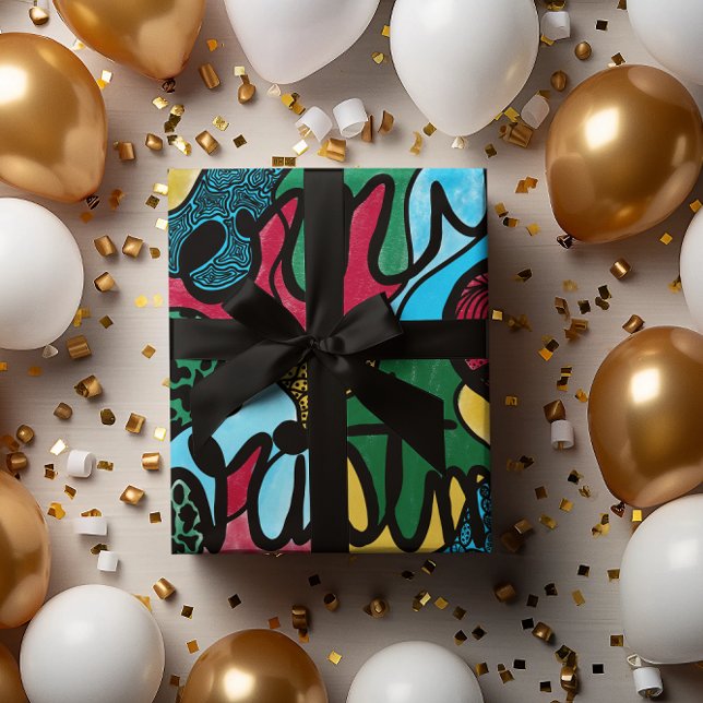 MERRY CHRISTMAS NEUROGRAPHIC & BLACK LINE  WRAPPING PAPER SHEET (Creator Uploaded)