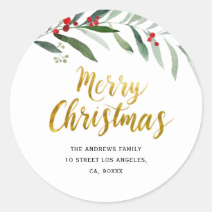 merry christmas new address holiday sticker