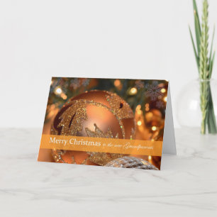 Merry Christmas New Grandparents Gold Ornament Holiday Card
