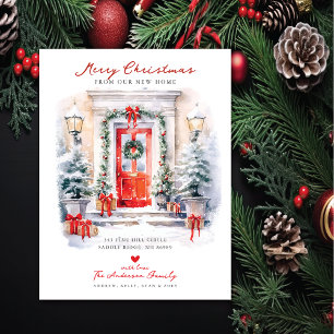 Merry Christmas New Home Moving Announcement Postcard