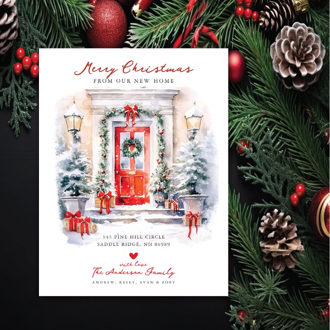 Merry Christmas New Home Moving  Announcement Postcard (Creator Uploaded)
