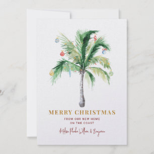 Merry Christmas New Home Palm Tree Moving Holiday Card
