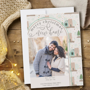 Merry Christmas New Home Photo Apartment Moving Announcement