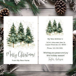 Merry Christmas New Home Pine Trees Announcement