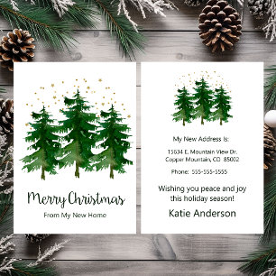 Merry Christmas New Home Pine Trees Announcement