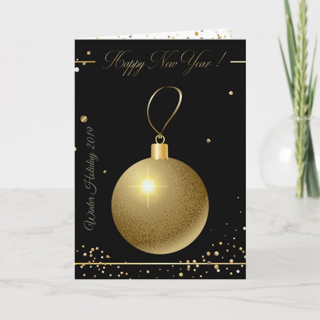 Merry Christmas & New Year! 2019 Gold Luxury Holiday Card (Front)