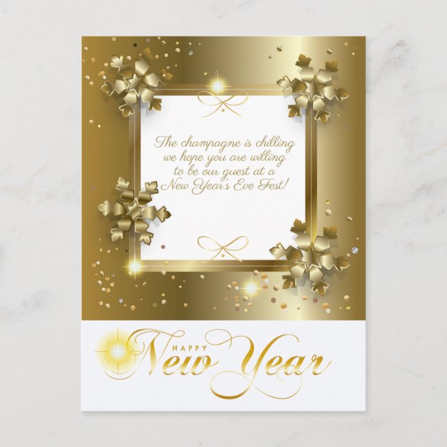 Merry Christmas & New Year! 2026 Gold Luxury Holiday Postcard (Front)