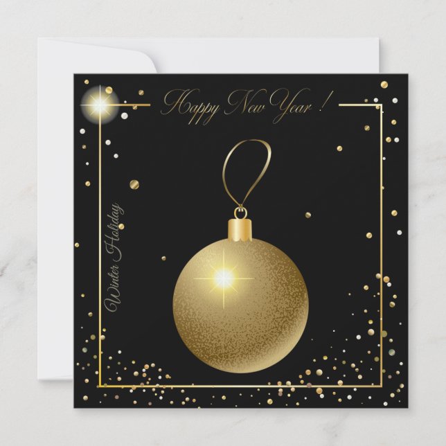 Merry Christmas & New Year! 20XX Gold Luxury Holiday Card (Front)