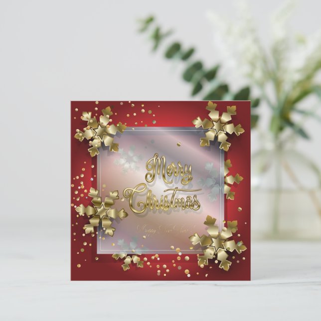 Merry Christmas & New Year! 20XX Gold Luxury Invitation (Standing Front)