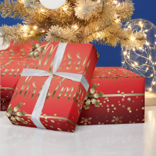 Merry Christmas & New Year! 20XX Gold Snow Luxury Wrapping Paper