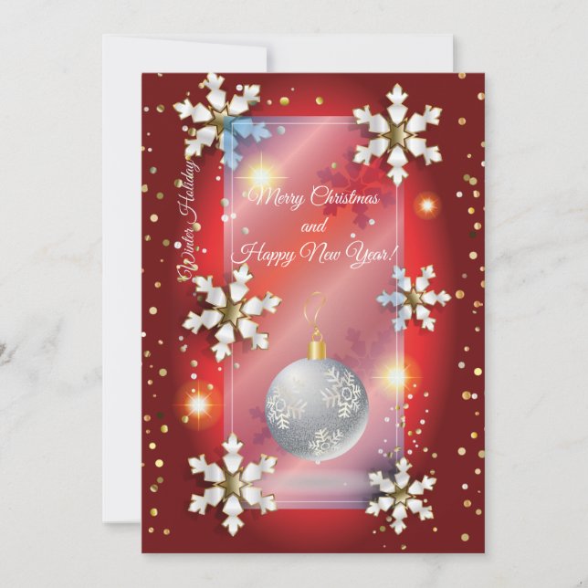 Merry Christmas & New Year! 20XX Silver Luxury Holiday Card (Front)
