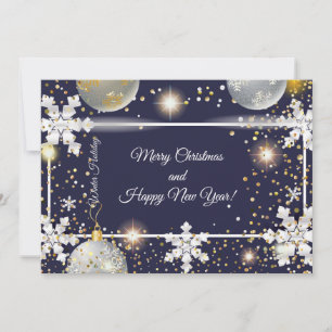 Merry Christmas & New Year! 20XX Silver Luxury Holiday Card