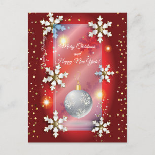 Merry Christmas & New Year! 20XX Silver Luxury Red Postcard