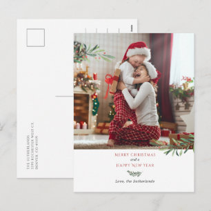 Merry Christmas New Year Berries Family Photo Holiday Postcard