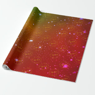 Merry Christmas New Year Bright Stars Rainbow  Wrapping Paper