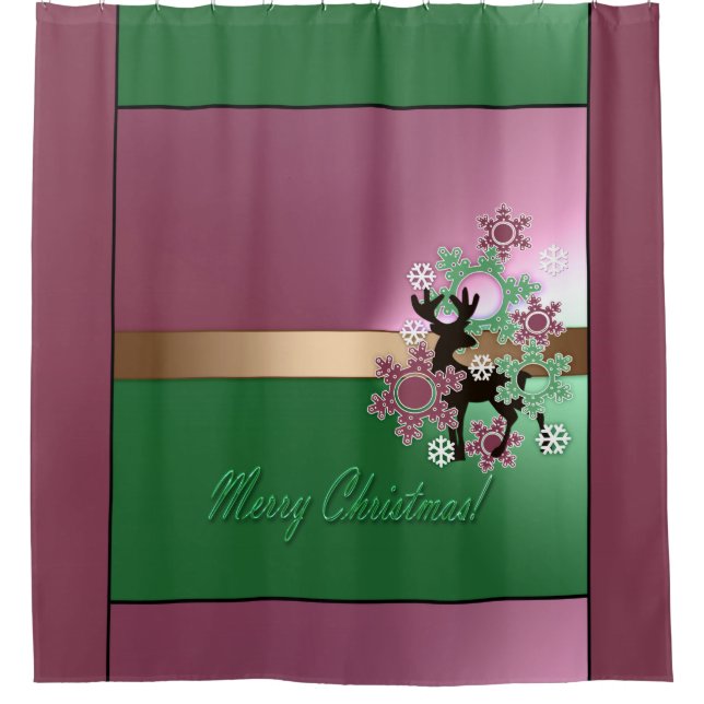 Merry Christmas! , new year , Christmas deer, snow Shower Curtain (Front)