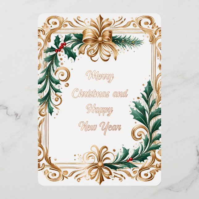 merry christmas + new year foil holiday card (Front)