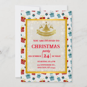 Merry Christmas & New Year gift background pattern Invitation