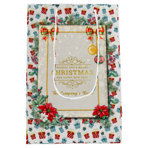 Merry Christmas & New Year gift background pattern Medium Gift Bag