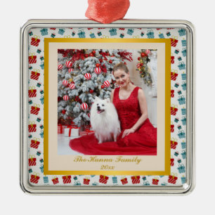 Merry Christmas & New Year gift background pattern Metal Ornament