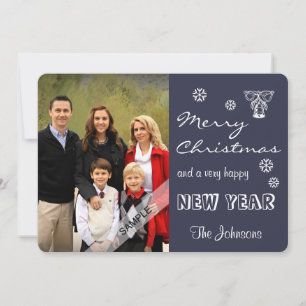 Merry Christmas New Year Personalised Photo Red Holiday Card