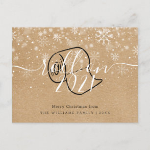 Merry Christmas New Year Rustic Roll On Fun Invitation Postcard