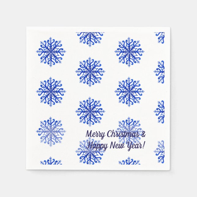 Merry Christmas, New Year Snowflakes Napkins (Front)
