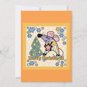 Merry Christmas New Year Symbol Mouse Cartoon cute Invitation