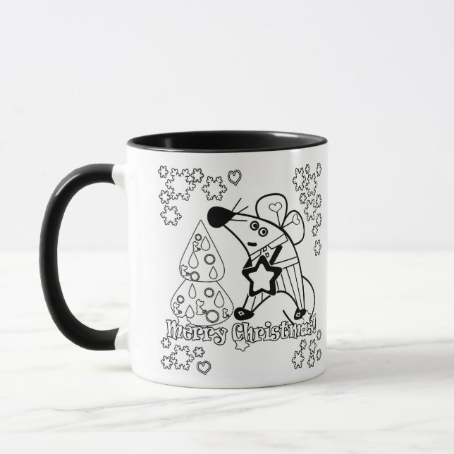 Merry Christmas New Year Symbol Mouse Cartoon cute Mug (Left)