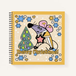 Merry Christmas New Year Symbol Mouse Cartoon cute Notebook