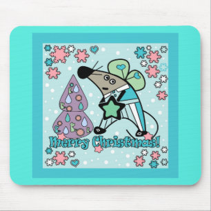 Merry Christmas New Year Symbol Mouse Cartoon cute Pad