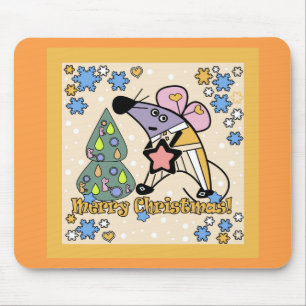 Merry Christmas New Year Symbol Mouse Cartoon cute Pad