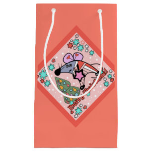 Merry Christmas New Year Symbol Mouse Cartoon cute Small Gift Bag