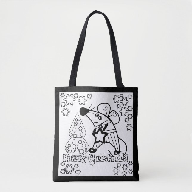 Merry Christmas New Year Symbol Mouse Cartoon cute Tote Bag (Front)
